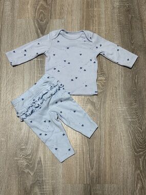 Carter's Light Blue Baby Matching Top & Ruffle Pants Set